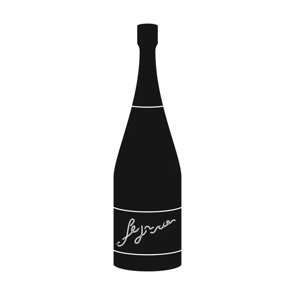 Garrafa de champanhe ícone em estilo preto isolado no fundo branco. Símbolo de produção de vinho ilustração vetorial . — Vetor de Stock