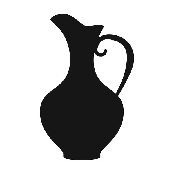 Brocca di argilla di icona del vino in stile nero isolato su sfondo bianco. Simbolo di produzione del vino illustrazione vettoriale . — Vettoriale Stock