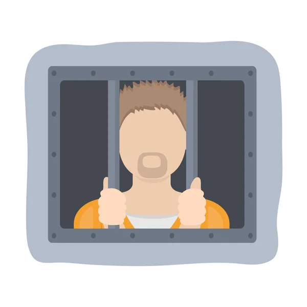 Ícone de prisioneiro em estilo cartoon isolado no fundo branco. Símbolo policial ilustração do vetor estoque . —  Vetores de Stock