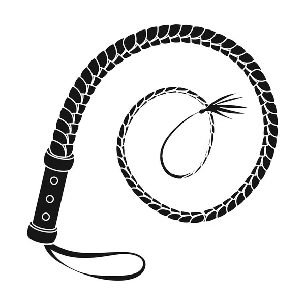 Whip icon in monochrome style isolated on white background. Rodeo symbol stock vector illustration. — Stock Vector