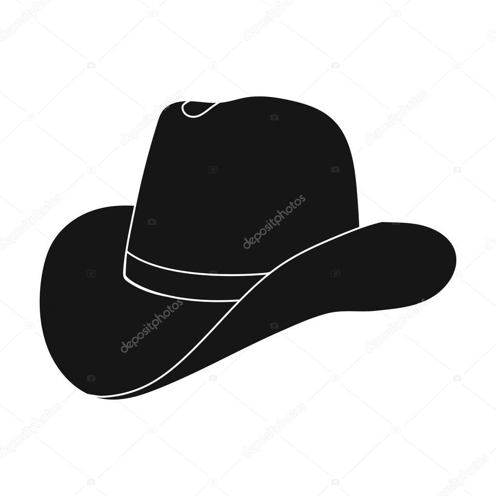 Cowboy hat icon in monochrome design isolated on white background. Rodeo symbol stock vector illustration.