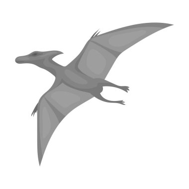 Dinozor Pterodactyloidea simgesi beyaz arka plan üzerinde izole tek renkli tarzı. Dinozorlar ve tarih öncesi sembol stok vektör çizim.