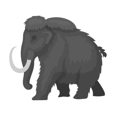 Tek renkli stil beyaz arka plan üzerinde izole mamut simgesini. Dinozorlar ve tarih öncesi sembol stok vektör çizim.