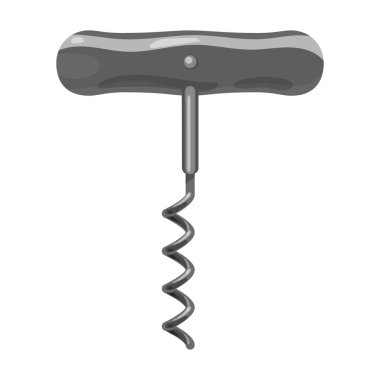 Tek renkli stil beyaz arka plan üzerinde izole tirbuşon simgesini. Şarap üretimi sembol stok vektör çizim.