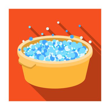 Su ve sabun köpük Havzası düz stil beyaz arka plan üzerinde izole simgesinde. Sembol stok vektör çizim Temizleme.