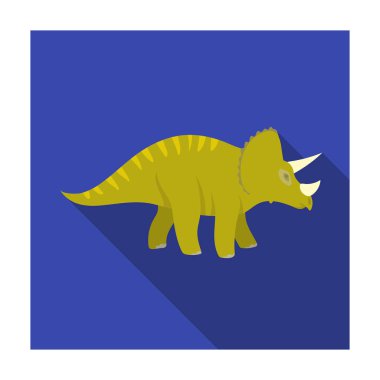 Dinozor Triceratops simgesini düz stil beyaz arka plan üzerinde izole. Dinozorlar ve tarih öncesi sembol stok vektör çizim.