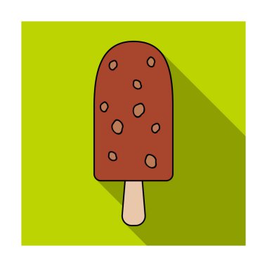 Dondurma waffle koni simgesi beyaz arka plan üzerinde izole düz stilde. Dondurma sembol stok vektör çizim.