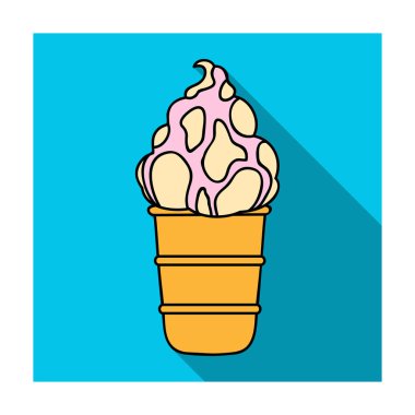 Dondurma waffle Kupası simgesi beyaz arka plan üzerinde izole düz stilde. Dondurma sembol stok vektör çizim.