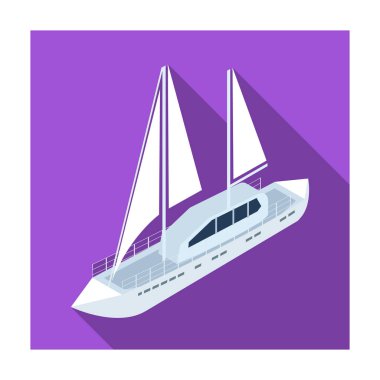 Düz stil beyaz arka plan üzerinde izole yat simgesini. Ulaşım sembol stok vektör çizim.