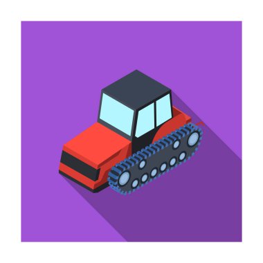 Beyaz arka plan üzerinde izole düz stil izlenen traktör simgesini. Ulaşım sembol stok vektör çizim.