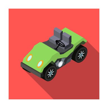 Golf arabası düz stil beyaz arka plan üzerinde izole simgesinde. Ulaşım sembol stok vektör çizim.