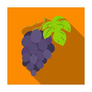 Düz stil beyaz arka plan üzerinde izole simgesinde üzüm demet. Şarap üretimi sembol stok vektör çizim.