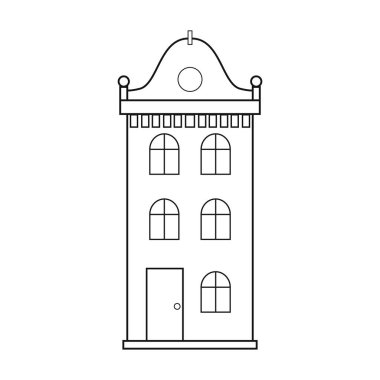 Beyaz arka plan üzerinde izole anahat tarzı bina simgesini. Mimar sembol stok vektör çizim.