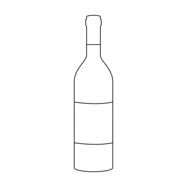 Bir şişe kırmızı şarap simgesi beyaz arka plan üzerinde izole anahat tarzı. Şarap üretimi sembol stok vektör çizim.