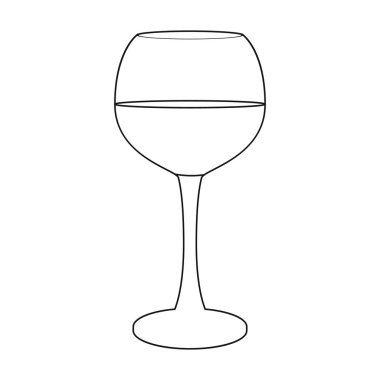 Bir bardak kırmızı şarap simgesi beyaz arka plan üzerinde izole anahat tarzı. Şarap üretimi sembol stok vektör çizim.