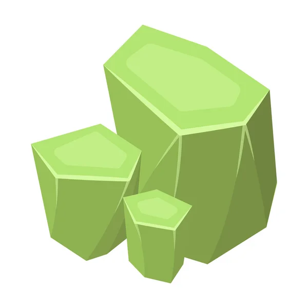 Hellgrünes Edelstein-Symbol im Cartoon-Stil isoliert auf weißem Hintergrund. kostbare Mineralien und Juweliersymbol Aktienvektor Illustration. — Stockvektor