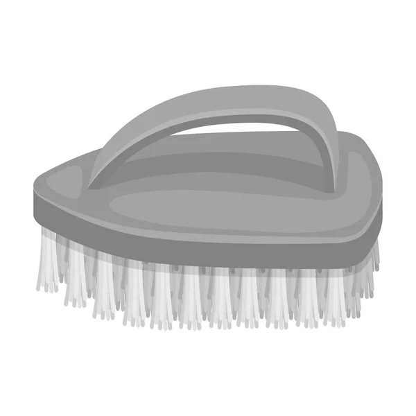 Icono de cepillo de limpieza en estilo monocromo aislado sobre fondo blanco. Símbolo de limpieza vector de stock ilustración . — Vector de stock
