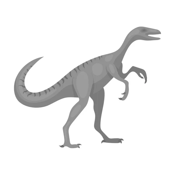 Dinosaurier Gallimimus Ikone in monochromen Stil isoliert auf weißem Hintergrund. Dinosaurier und prähistorische Symbolaktienillustration — Stockvektor