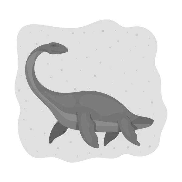 Meeres-Dinosaurier-Ikone im monochromen Stil isoliert auf weißem Hintergrund. Dinosaurier und prähistorische Symbolaktienillustration. — Stockvektor