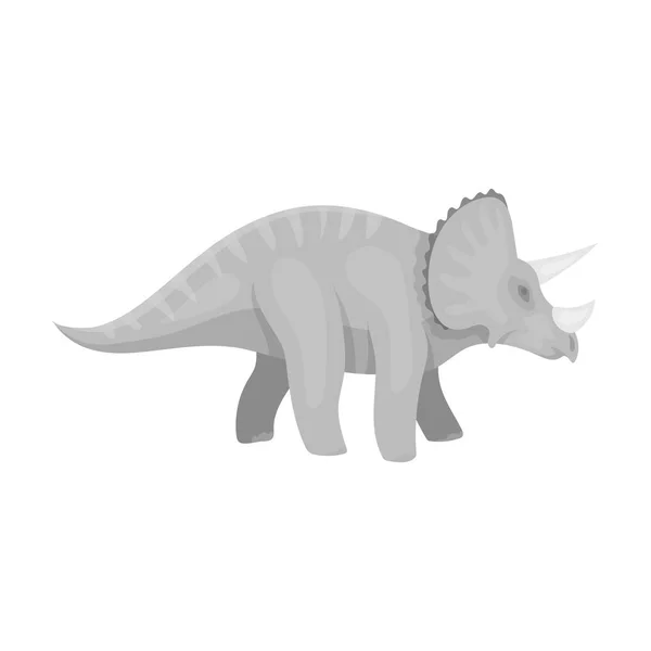 Dinosaurier Triceratops Symbol in monochromen Stil isoliert auf weißem Hintergrund. Dinosaurier und prähistorische Symbolaktienillustration. — Stockvektor