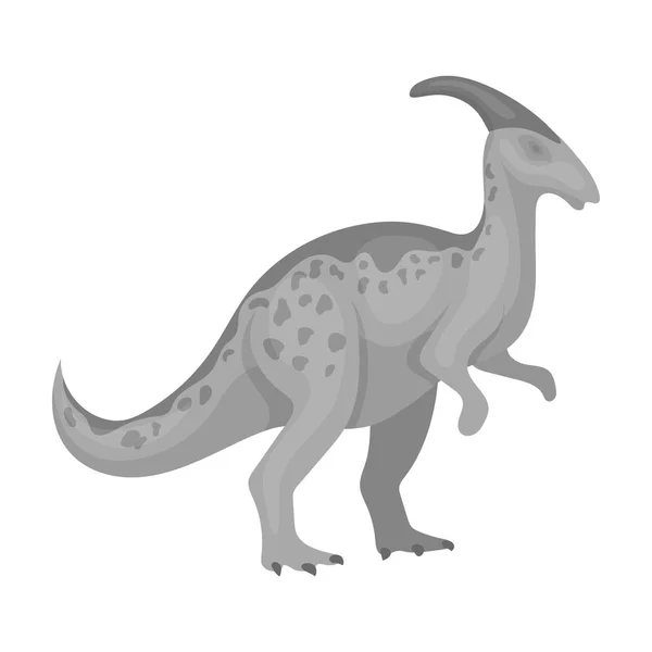 흰색 배경에 고립 된 흑백 스타일에서 공룡 Parasaurolophus 아이콘. 공룡과 선사 시대 기호 주식 벡터 일러스트 레이 션. — 스톡 벡터