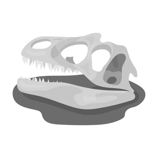 Ikon fosil dinosaurus dalam gaya monokrom diisolasi pada latar belakang putih. Dinosaurus dan kuno simbol vektor simbol ilustrasi . - Stok Vektor