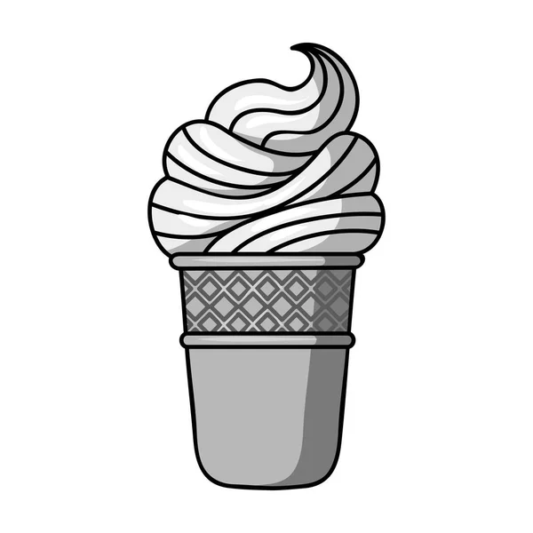 Lody w waffle filiżanka ikona w stylu monochromatyczne na białym tle. Ice cream symbol Stockowa ilustracja wektorowa. — Wektor stockowy