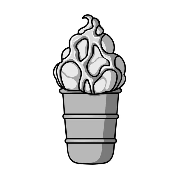 Sorvete no ícone de xícara de waffle em estilo monocromático isolado no fundo branco. Sorvete símbolo estoque vetor ilustração . — Vetor de Stock