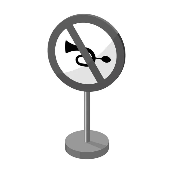 Prohibitory road sign icon in monochrome style isolated on white background. Road signs symbol stock vector illustration. — Stock Vector