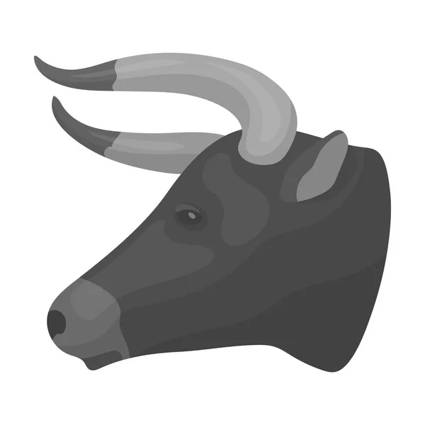 Kopf der Stier-Ikone im monochromen Stil isoliert auf weißem Hintergrund. Rodeo-Symbol Aktienvektor Illustration. — Stockvektor