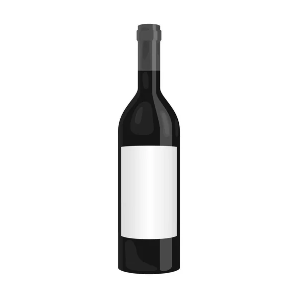Flaska rött vin ikonen i svartvit stil isolerad på vit bakgrund. Vinproduktion symbol lager vektorillustration. — Stock vektor