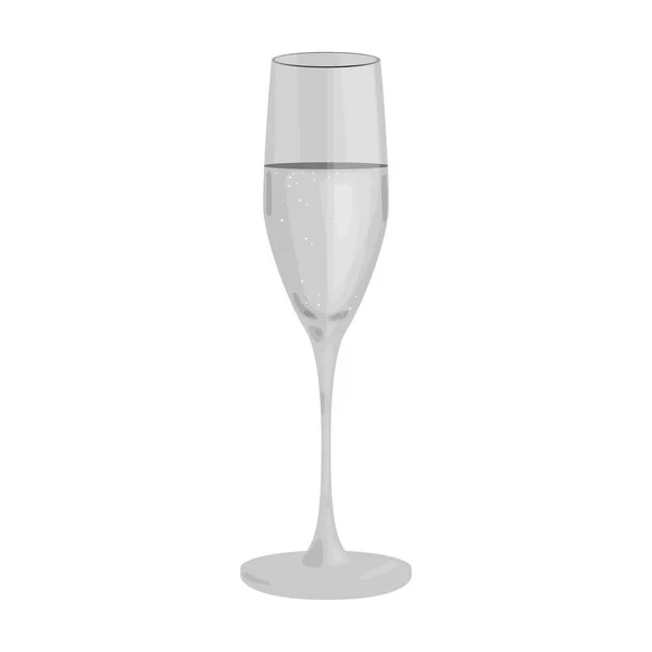 Glass of champagne icon in monochrome style isolated on white background. Wine production symbol stock vector illustration. — Stock Vector