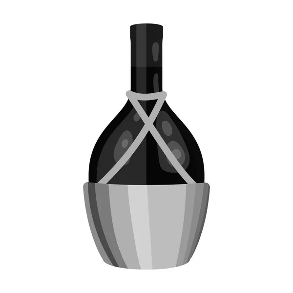 Icono de botella de vino en estilo monocromo aislado sobre fondo blanco. Producción de vino símbolo stock vector ilustración . — Vector de stock