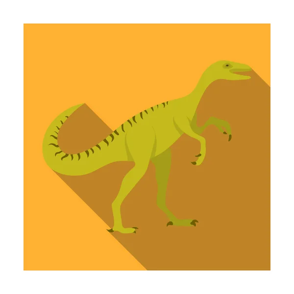 Icona del dinosauro Gallimimus in stile piatto isolata su sfondo bianco. Dinosauri e simbolo preistorico stock vector illustration — Vettoriale Stock