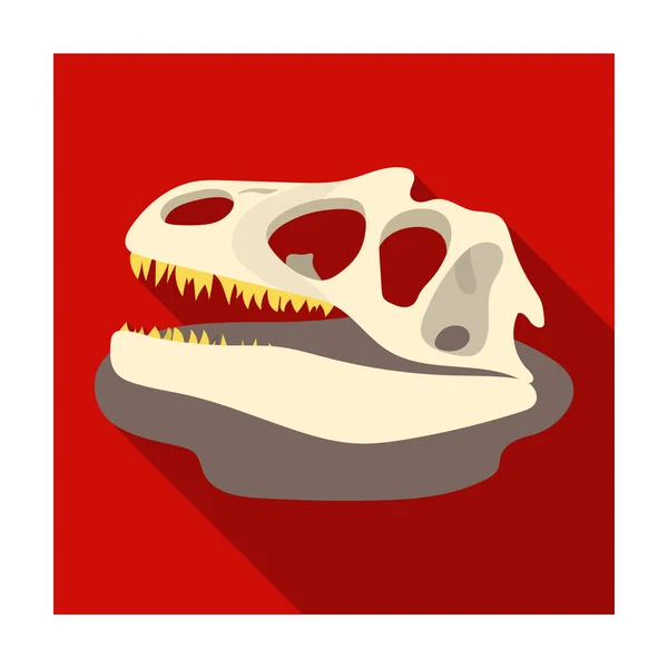 Dinosaurie fossil ikonen i platt stil isolerad på vit bakgrund. Dinosaurier och förhistoriska symbol lager vektorillustration. — Stock vektor