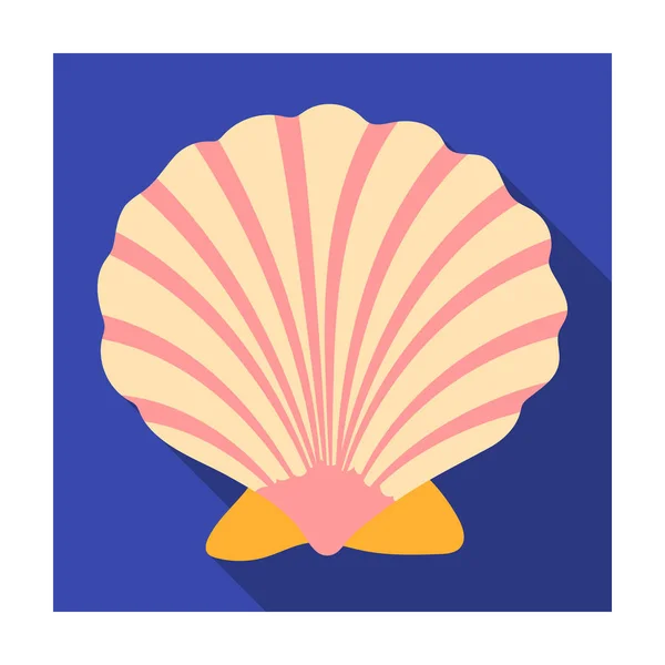 Προϊστορική seashell εικονίδιο στην επίπεδη στυλ που απομονώνονται σε λευκό φόντο. Δεινόσαυροι και προϊστορική σύμβολο εικονογράφηση διάνυσμα απόθεμα. — Διανυσματικό Αρχείο