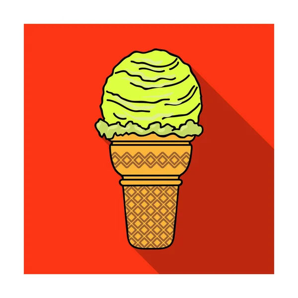 Lody w wafel filiżanka ikona w płaski na białym tle. Ice cream symbol Stockowa ilustracja wektorowa. — Wektor stockowy