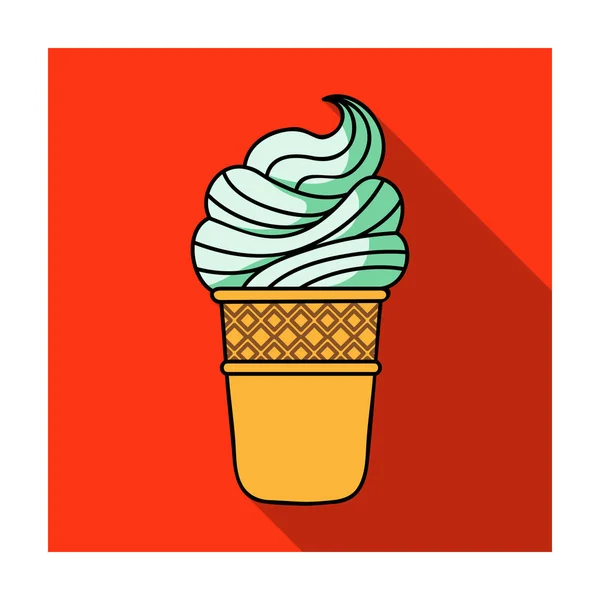 Ice cream in wafel cup pictogram in vlakke stijl geïsoleerd op een witte achtergrond. Ijs symbool voorraad vectorillustratie. — Stockvector