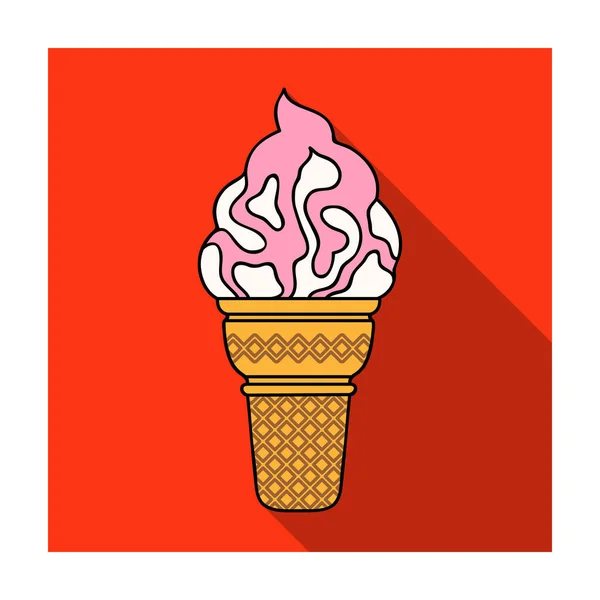 Zmrzlina v vaflový pohár ikonu v plochý izolovaných na bílém pozadí. Ice cream symbol akcií vektorové ilustrace. — Stockový vektor