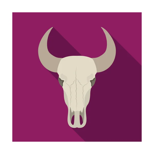 Stier schedel pictogram in vlakke stijl geïsoleerd op een witte achtergrond. Rodeo symbool voorraad vectorillustratie. — Stockvector