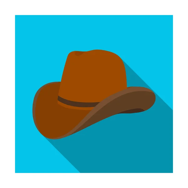 Ikona kowbojski kapelusz płaski na białym tle. Rodeo symbol Stockowa ilustracja wektorowa. — Wektor stockowy