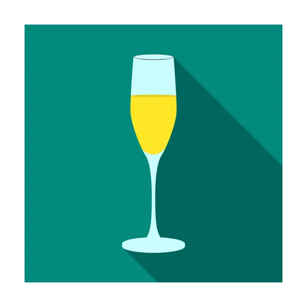 Kieliszek szampana ikona w płaski na białym tle. Produkcja wina symbol Stockowa ilustracja wektorowa. — Wektor stockowy