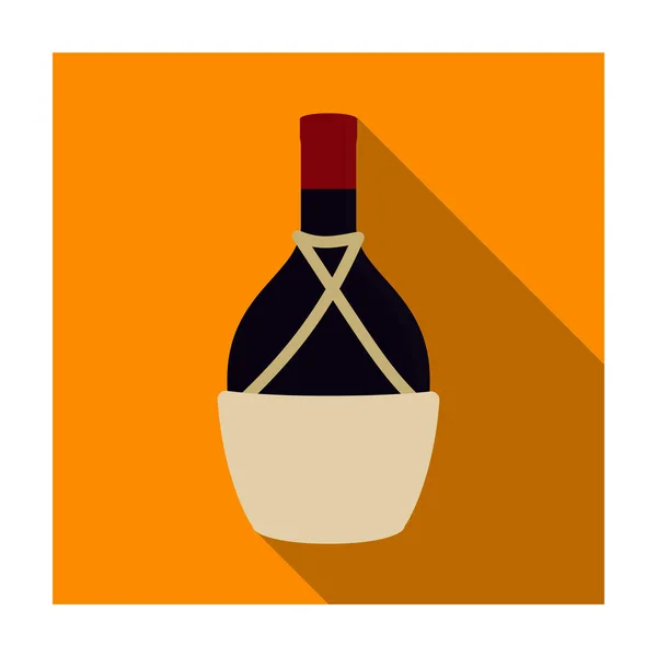 Bir şişe şarap kutsal kişilerin resmi içinde düz stil beyaz arka plan üzerinde izole. Şarap üretimi sembol stok vektör çizim. — Stok Vektör