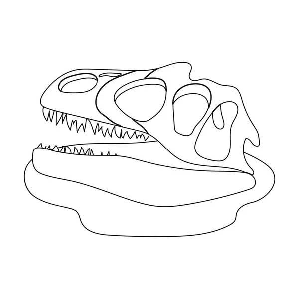 アウトライン スタイルの白い背景で隔離の恐竜化石アイコン。恐竜や先史時代のシンボル株式ベクトル イラスト. — ストックベクタ