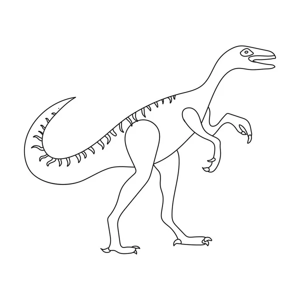 Icône de dinosaure Gallimimus en style contour isolé sur fond blanc. Dinosaures et symbole préhistorique illustration vectorielle de stock — Image vectorielle