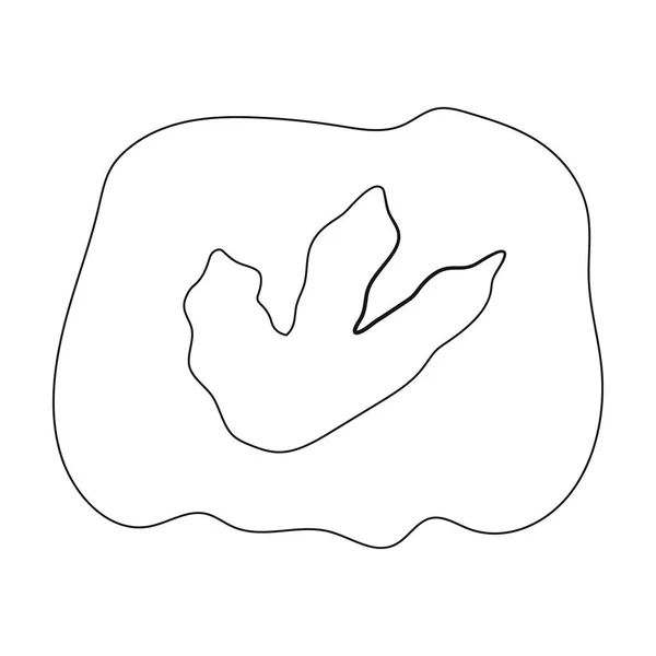 Roccia con l'icona dell'impronta del dinosauro in stile contorno isolato su sfondo bianco. Dinosauri e simbolo preistorico stock vector illustration . — Vettoriale Stock
