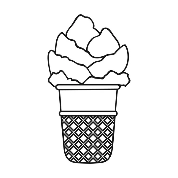 Ice cream in wafel cup pictogram in kaderstijl geïsoleerd op een witte achtergrond. Ijs symbool voorraad vectorillustratie. — Stockvector