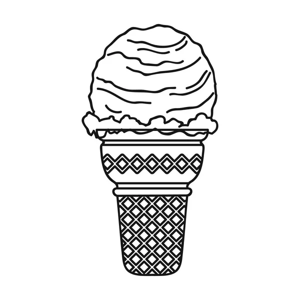 Ice cream in wafel cup pictogram in kaderstijl geïsoleerd op een witte achtergrond. Ijs symbool voorraad vectorillustratie. — Stockvector
