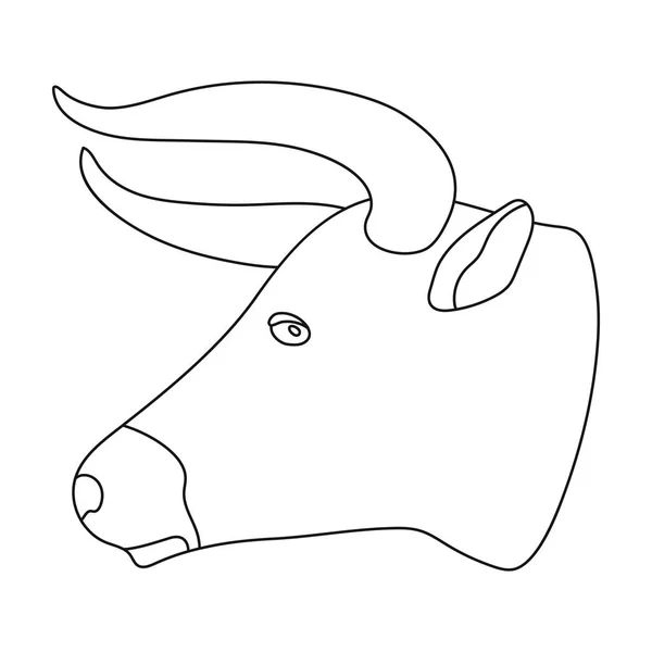 Tête d'icône de taureau dans le style de contour isolé sur fond blanc. Illustration vectorielle du symbole de rodéo . — Image vectorielle