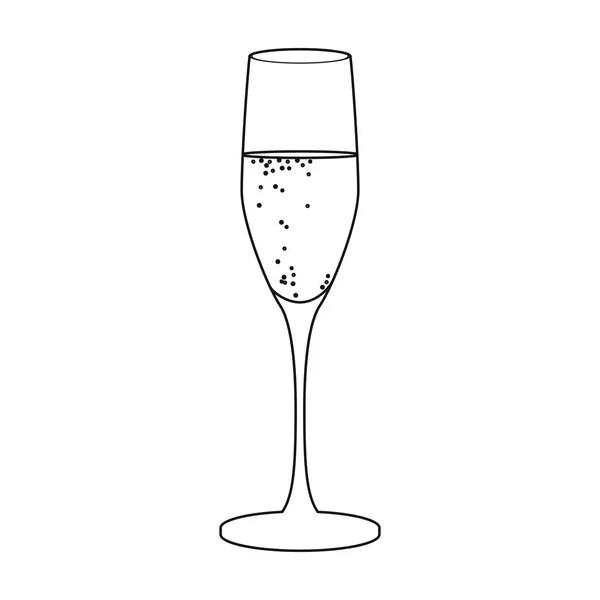 Glas Champagner-Ikone im Umriss Stil isoliert auf weißem Hintergrund. Wein Produktion Symbol Lager Vektor Illustration. — Stockvektor